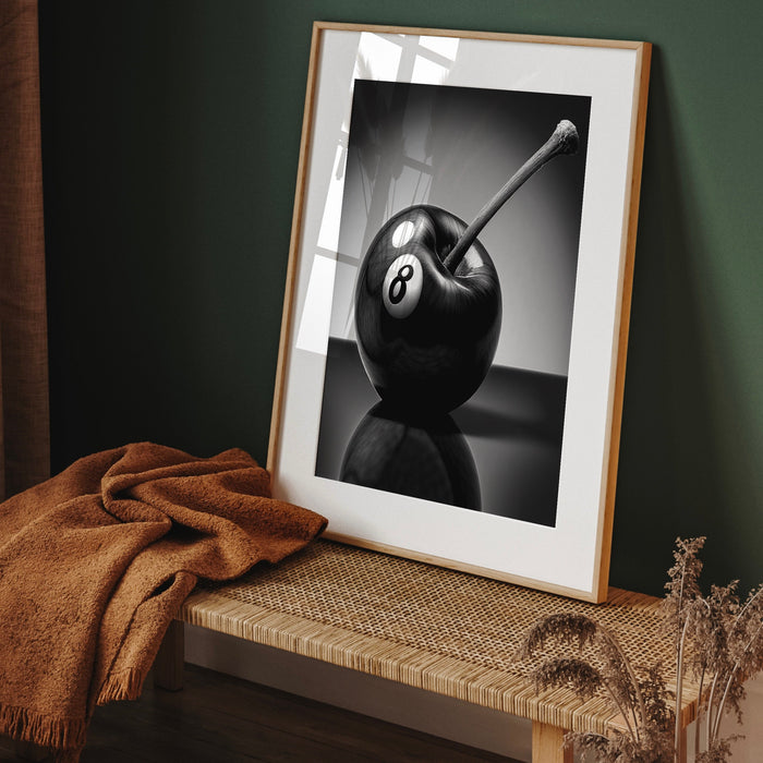 8 Ball Cherry Print Trendy Wall Art Minimalist Decor Retro cherry Dorm Room Art Large Printable Digital Download 1 print