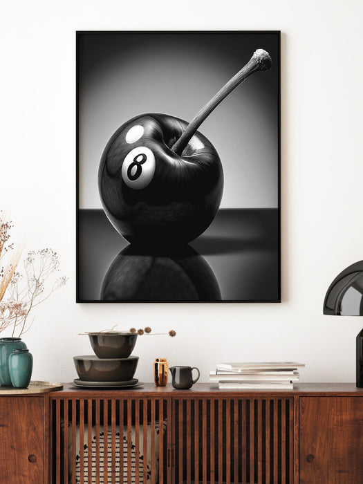 8 Ball Cherry Print Trendy Wall Art Minimalist Decor Retro cherry Dorm Room Art Large Printable Digital Download 1 print