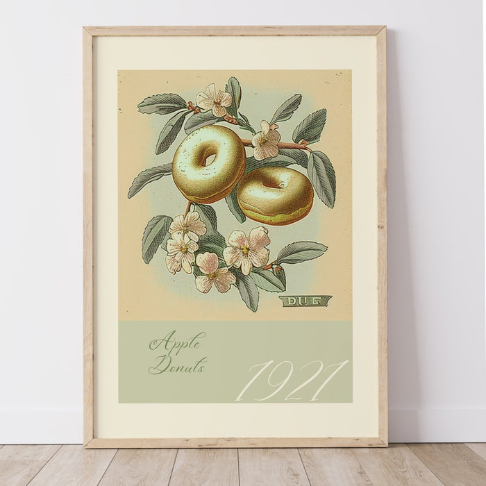 Botanical vintage, set of 2, donuts poster, Green and pink, Modern kitchen art, Printable wall art, Plant lover gift,donut, INSTANT DOWNLOAD