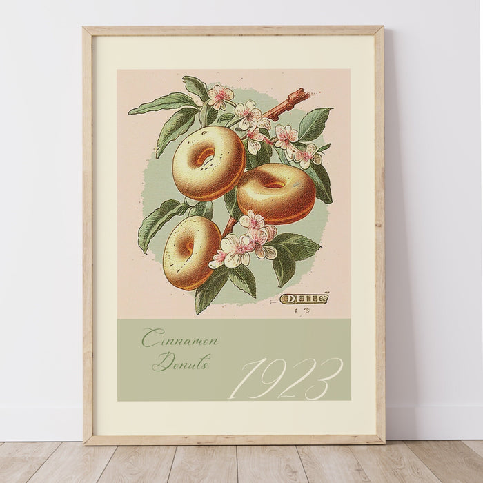 Botanical vintage, set of 2, donuts poster, Green and pink, Modern kitchen art, Printable wall art, Plant lover gift,donut, INSTANT DOWNLOAD