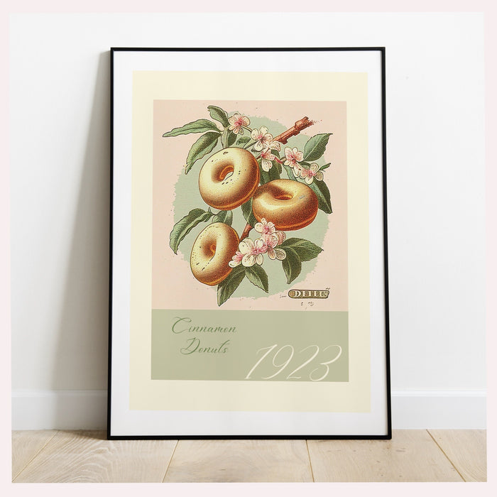 Botanical vintage, set of 2, donuts poster, Green and pink, Modern kitchen art, Printable wall art, Plant lover gift,donut, INSTANT DOWNLOAD
