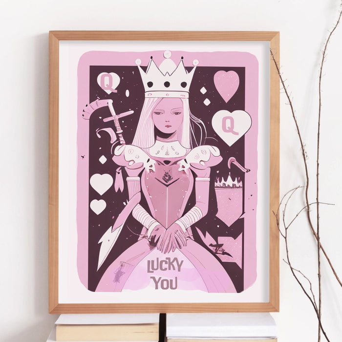 Trendy Retro Wall Art,Retro Trendy Aesthetic Print,Lucky You Poster,Pink Print,Trendy Wall Art,Funny Art, Minimalist, Digital Art