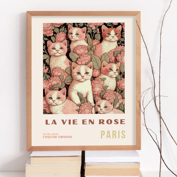 Set of 3, Cat Lovers Gift, French Travel Poster, Neutral Boho, Pink Art, Neutral, Retro, Liberty Cat Print, Printable Art, Digital Download,