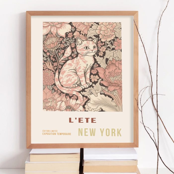 Set of 3, Cat Lovers Gift, French Travel Poster, Neutral Boho, Pink Art, Neutral, Retro, Liberty Cat Print, Printable Art, Digital Download,
