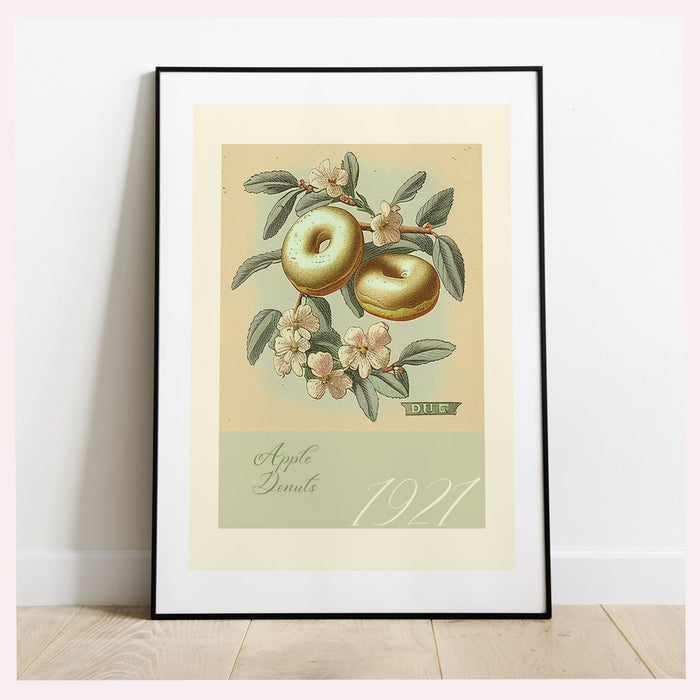 Botanical vintage, set of 2, donuts poster, Green and pink, Modern kitchen art, Printable wall art, Plant lover gift,donut, INSTANT DOWNLOAD