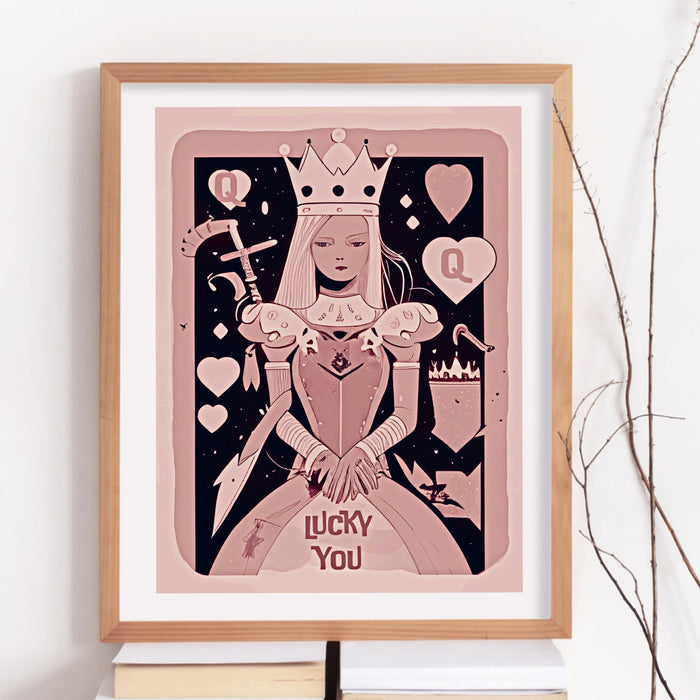 Trendy Retro Wall Art,Retro Trendy Aesthetic Print,Lucky You Poster,Pink Print,Trendy Wall Art,Funny Art, Minimalist, Digital Art