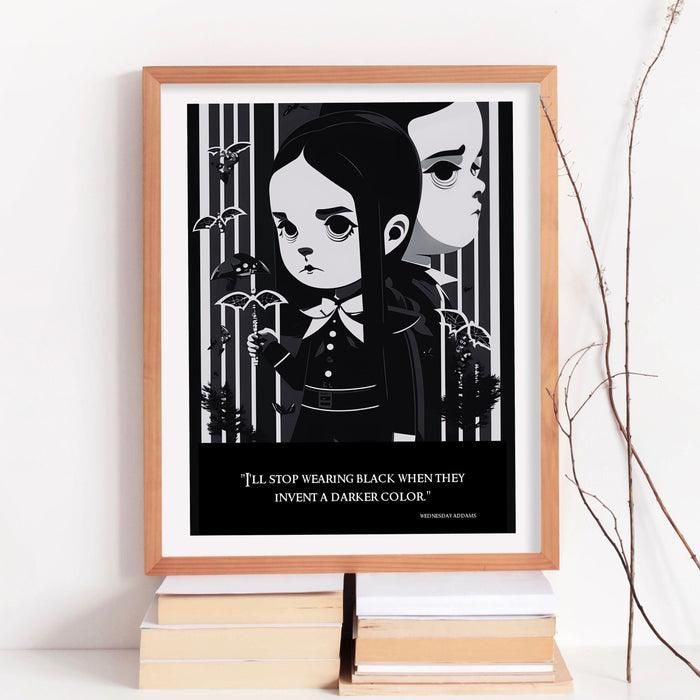Black and white print | Wednesday Adams Poster| Printable Wall Art | Dark Academia | Funny Gift for Daughter |  INSTANT DOWNLOAD