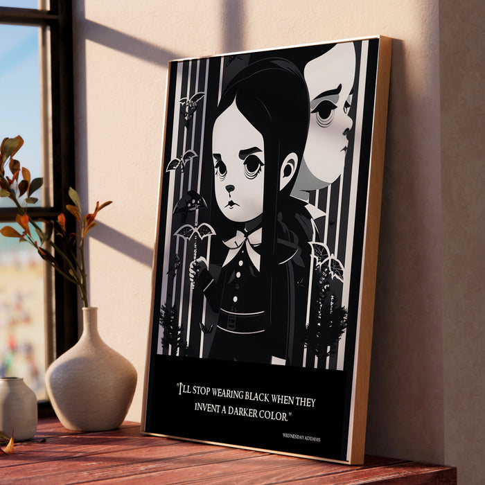 Black and white print | Wednesday Adams Poster| Printable Wall Art | Dark Academia | Funny Gift for Daughter |  INSTANT DOWNLOAD