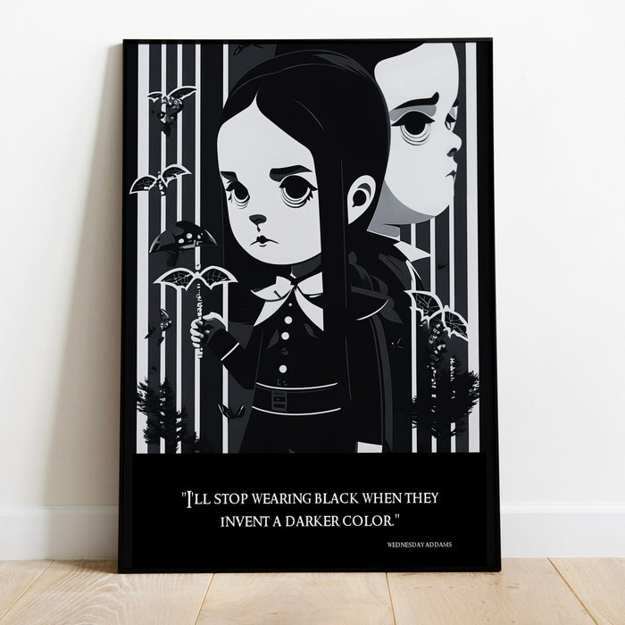 Black and white print | Wednesday Adams Poster| Printable Wall Art | Dark Academia | Funny Gift for Daughter |  INSTANT DOWNLOAD
