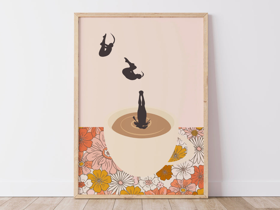 Coffee Print, Drink Poster, Modern Kitchen Decor, Retro Poster, Pop Art, Kitchen Art, Exhibition Poster, Illustration, Coffee Lover