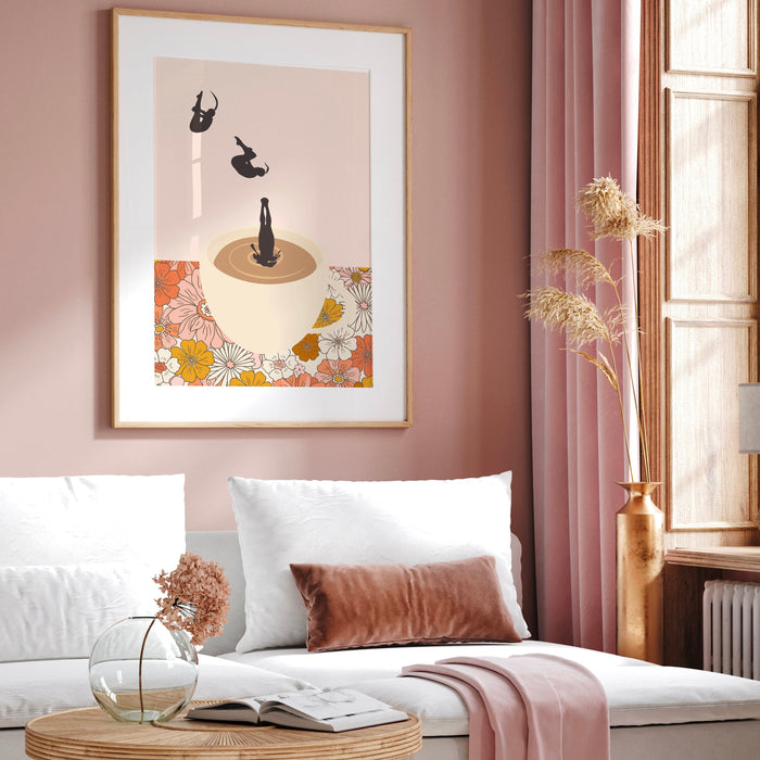 Coffee Print, Drink Poster, Modern Kitchen Decor, Retro Poster, Pop Art, Kitchen Art, Exhibition Poster, Illustration, Coffee Lover