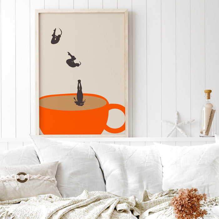 Coffee Print, Drink Poster, Modern Kitchen Decor, Retro Poster, Pop Art, Kitchen Art, Exhibition Poster, Illustration, Coffee Lover