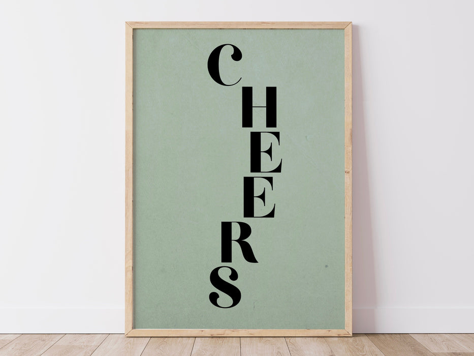 Cheers Print | Trendy Retro Wall Art Set Of 3 | Bar Cart Drinks Art | Bar Cart Accessories | Cheers Printable Wall Art | Digital Download