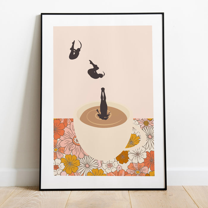 Coffee Print, Drink Poster, Modern Kitchen Decor, Retro Poster, Pop Art, Kitchen Art, Exhibition Poster, Illustration, Coffee Lover