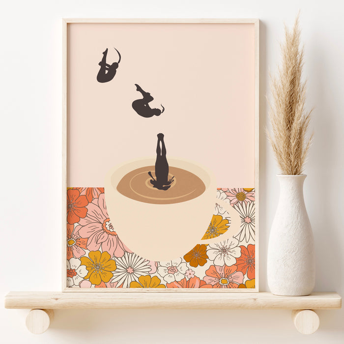 Coffee Print, Drink Poster, Modern Kitchen Decor, Retro Poster, Pop Art, Kitchen Art, Exhibition Poster, Illustration, Coffee Lover