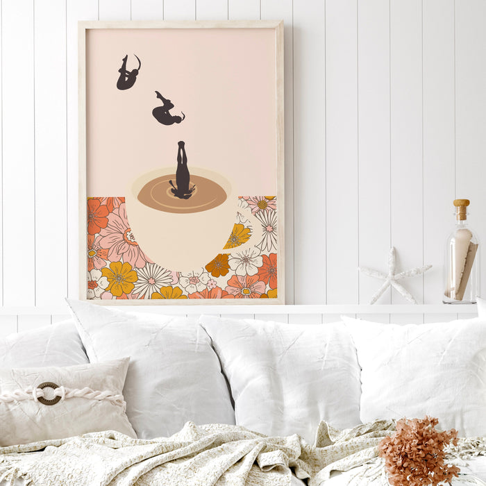 Coffee Print, Drink Poster, Modern Kitchen Decor, Retro Poster, Pop Art, Kitchen Art, Exhibition Poster, Illustration, Coffee Lover