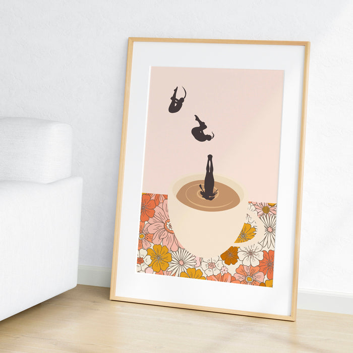 Coffee Print, Drink Poster, Modern Kitchen Decor, Retro Poster, Pop Art, Kitchen Art, Exhibition Poster, Illustration, Coffee Lover