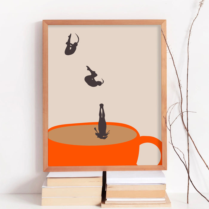 Coffee Print, Drink Poster, Modern Kitchen Decor, Retro Poster, Pop Art, Kitchen Art, Exhibition Poster, Illustration, Coffee Lover