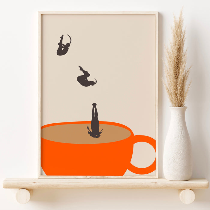 Coffee Print, Drink Poster, Modern Kitchen Decor, Retro Poster, Pop Art, Kitchen Art, Exhibition Poster, Illustration, Coffee Lover