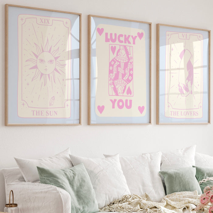 Trendy Retro Wall Art Set of 12,Retro Trendy Aesthetic Print,Lucky You Poster,Pink Print,Trendy Wall Art,Funny Art, Minimalist, Digital Art