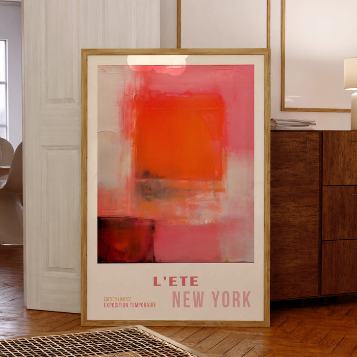 Vibrant Pink and Orange Abstract Digital Art Contemporary Wall Decor Digital Download, 70s Style Poster, Travel Poster, Printable set of 3,