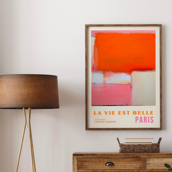 Vibrant Pink and Orange Abstract Digital Art Contemporary Wall Decor Digital Download, 70s Style Poster, Travel Poster, Printable set of 3,