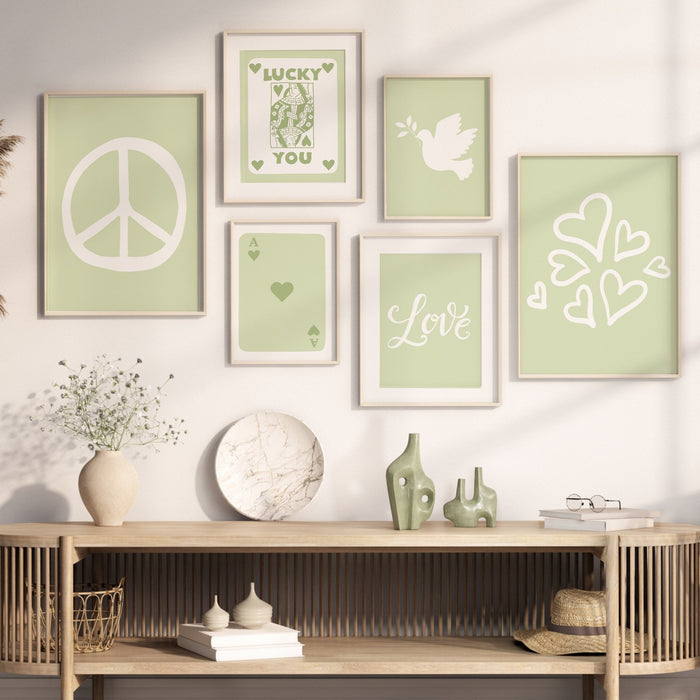 Trendy Retro Wall Art Set of 11 Retro Trendy Aesthetic Print Lucky You Poster Sage Green Print Trendy Wall Art Funny Minimalist Digital Art