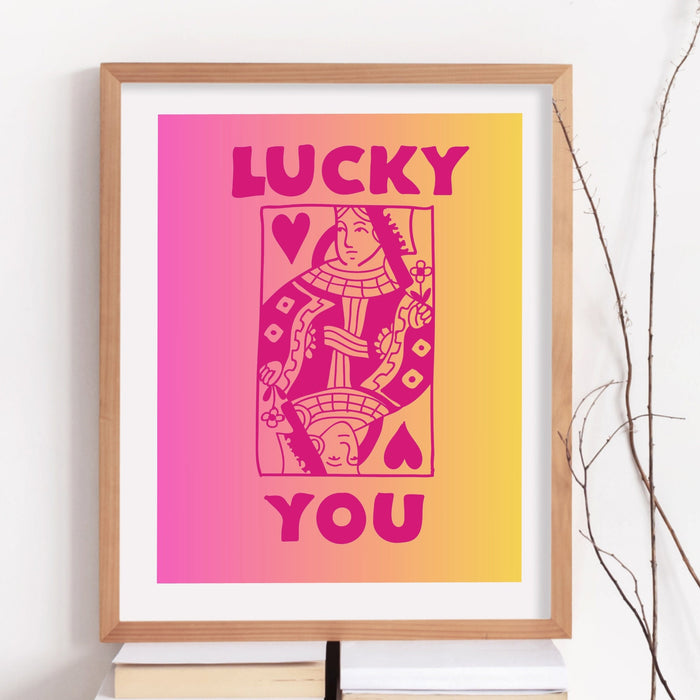 Trendy Retro Wall Art Set of 3, Retro Trendy Aesthetic Print, Lucky You Poster, Rainbow Wall Art,Funny Art, Minimalist, Digital Art