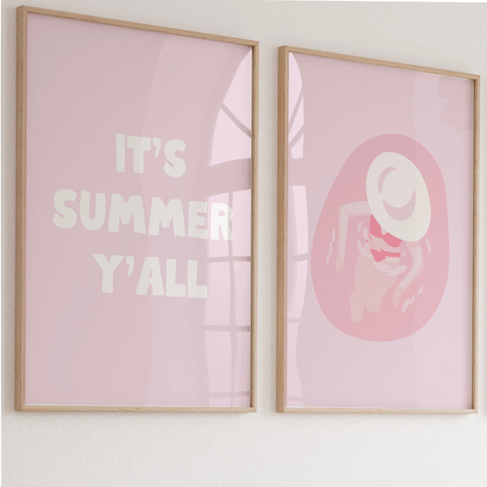 Trendy Retro Wall Art Set of 2, Summer Aesthetic Print, Pink Wall Decor,Pink Print, Cowgirl Wall Art,Funny Art, Minimalist, Instant Download