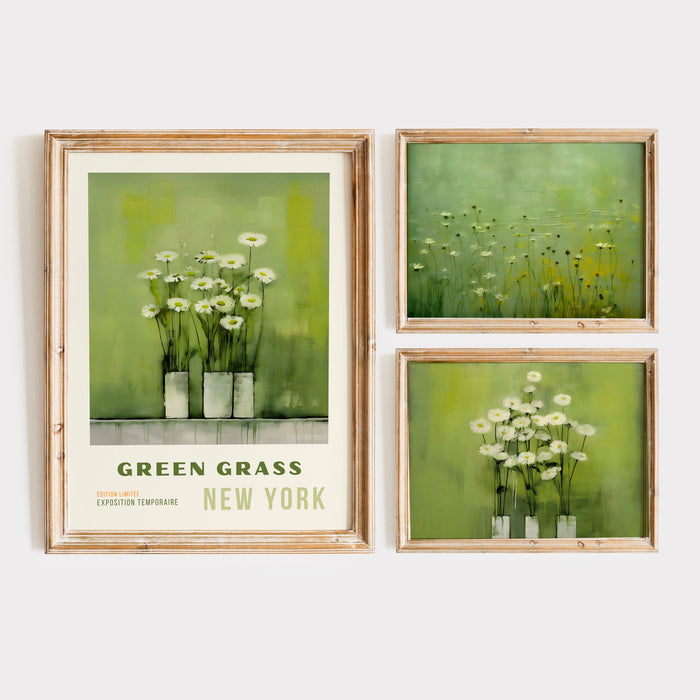 Printable Wildflower Field Landscape Oil Paintings Printable set of 9, Vintage Farm House, Country Field Green flowers, Art Digital Download