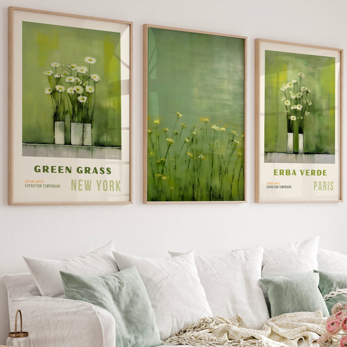 Printable Wildflower Field Landscape Oil Paintings Printable set of 9, Vintage Farm House, Country Field Green flowers, Art Digital Download