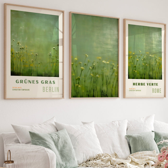 Printable Wildflower Field Landscape Oil Paintings Printable set of 9, Vintage Farm House, Country Field Green flowers, Art Digital Download