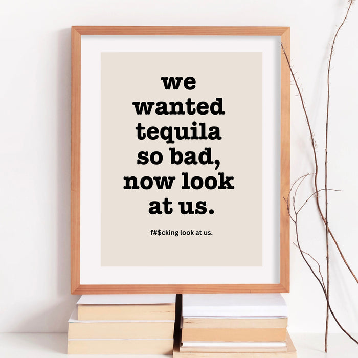 Trendy Retro Wall Art, Funny Tequila drinking poster, Black and Beige Wall Art, Maximalist Aesthetic Print, Minimalist funky dorm printable