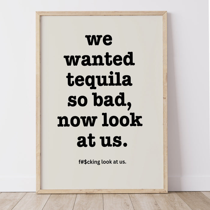 Trendy Retro Wall Art, Funny Tequila drinking poster, Black and Beige Wall Art, Maximalist Aesthetic Print, Minimalist funky dorm printable