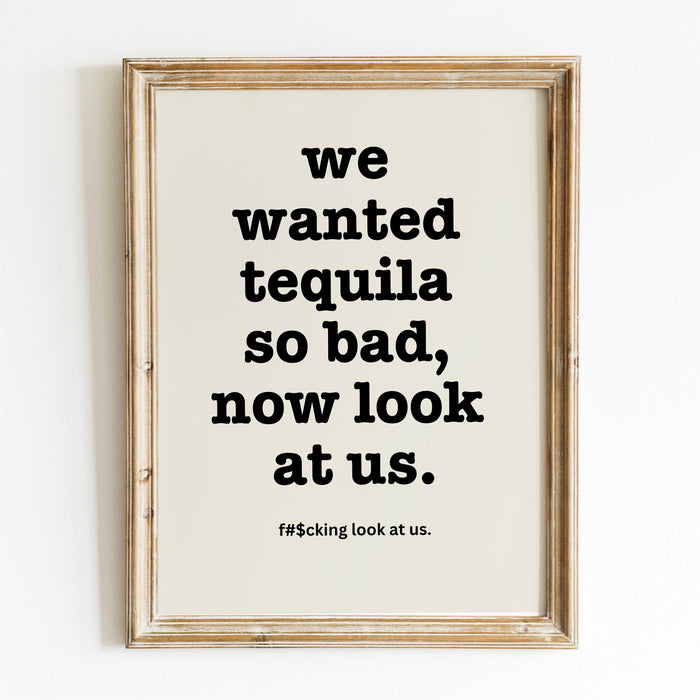 Trendy Retro Wall Art, Funny Tequila drinking poster, Black and Beige Wall Art, Maximalist Aesthetic Print, Minimalist funky dorm printable