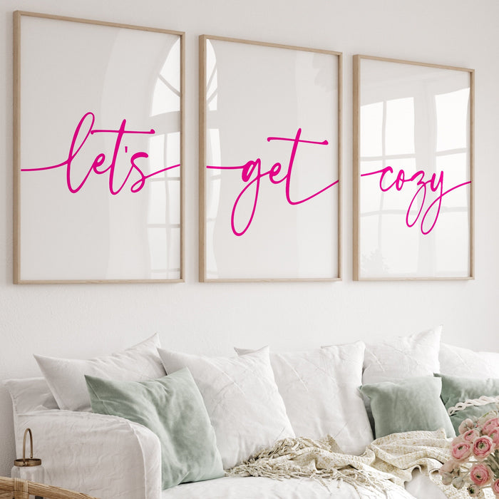 Trendy Retro Wall Art Set of 3, Retro Trendy Aesthetic Print, Poster,Pink Print,Trendy Wall Art,Funny Art, Minimalist, Get Cozy, Digital Art