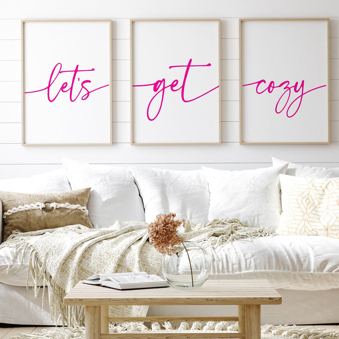 Trendy Retro Wall Art Set of 3, Retro Trendy Aesthetic Print, Poster,Pink Print,Trendy Wall Art,Funny Art, Minimalist, Get Cozy, Digital Art