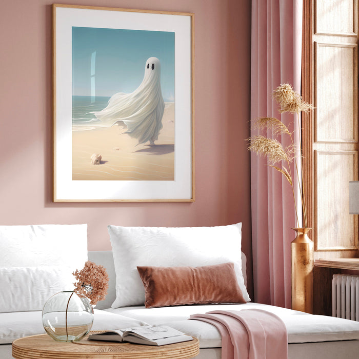 Trendy Halloween Gallery Set of 6, Cute Beach Ghost Halloween Printable, Retro Fall, Fall Printable, Set of 6, Landscape