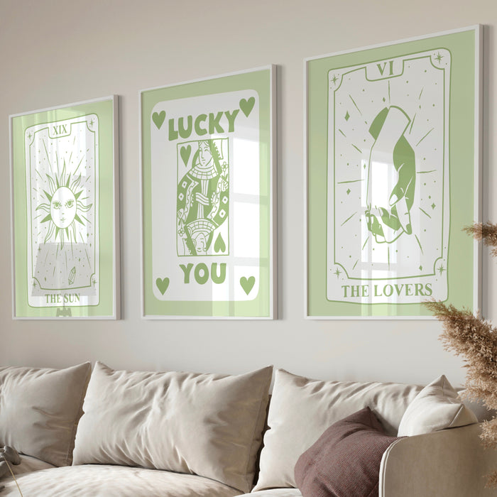 Trendy Retro Wall Art Set of 11 Retro Trendy Aesthetic Print Lucky You Poster Sage Green Print Trendy Wall Art Funny Minimalist Digital Art