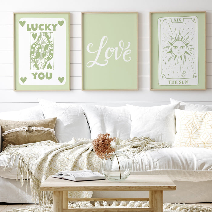 Trendy Retro Wall Art Set of 11 Retro Trendy Aesthetic Print Lucky You Poster Sage Green Print Trendy Wall Art Funny Minimalist Digital Art