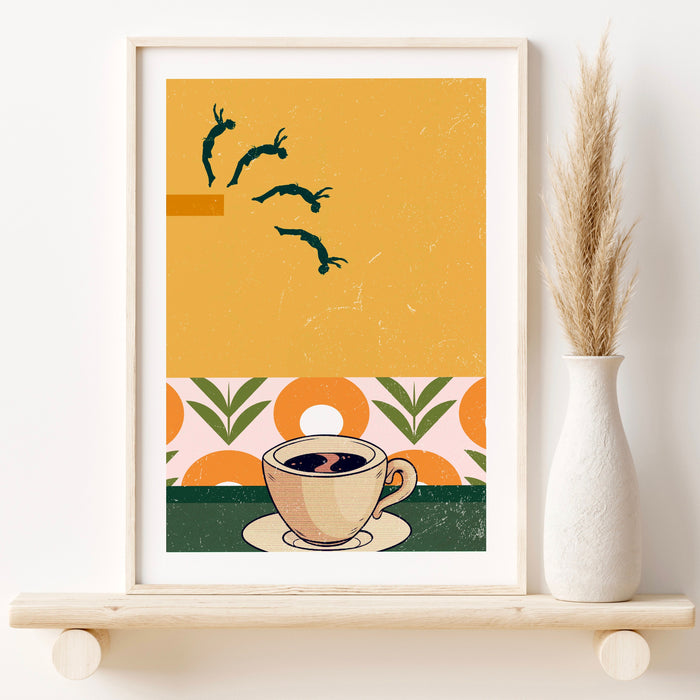 Coffee Print, Drink Poster, Modern Kitchen Decor, Retro Poster, Pop Art, Kitchen Art, Exhibition Poster, Illustration, Coffee Lover, PRINTED