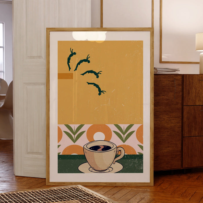 Coffee Print, Drink Poster, Modern Kitchen Decor, Retro Poster, Pop Art, Kitchen Art, Exhibition Poster, Illustration, Coffee Lover, PRINTED