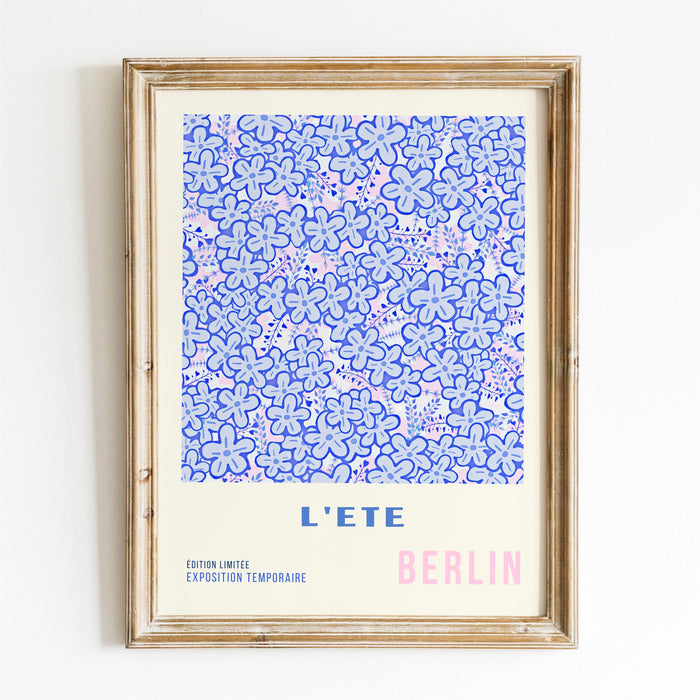 Above Bed Wall Art, Pink Blue Digital Download, Printable set of 6, 70s Style Poster, 60s Flower Print, Orange Pink Decor Dork Room Wall Art