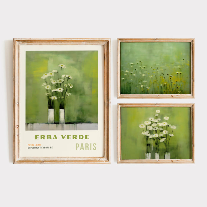 Printable Wildflower Field Landscape Oil Paintings Printable set of 9, Vintage Farm House, Country Field Green flowers, Art Digital Download