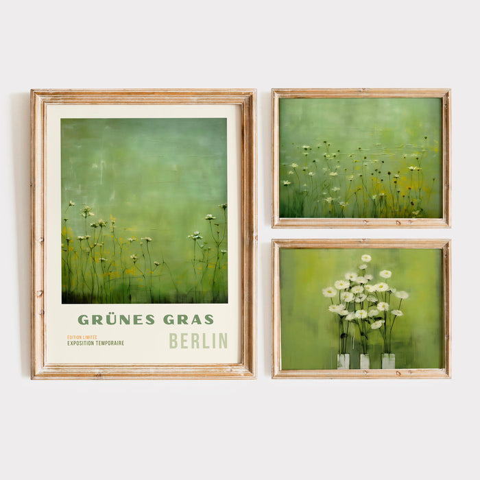 Printable Wildflower Field Landscape Oil Paintings Printable set of 9, Vintage Farm House, Country Field Green flowers, Art Digital Download