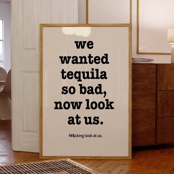 Trendy Retro Wall Art, Funny Tequila drinking poster, Black and Beige Wall Art, Maximalist Aesthetic Print, Minimalist funky dorm printable