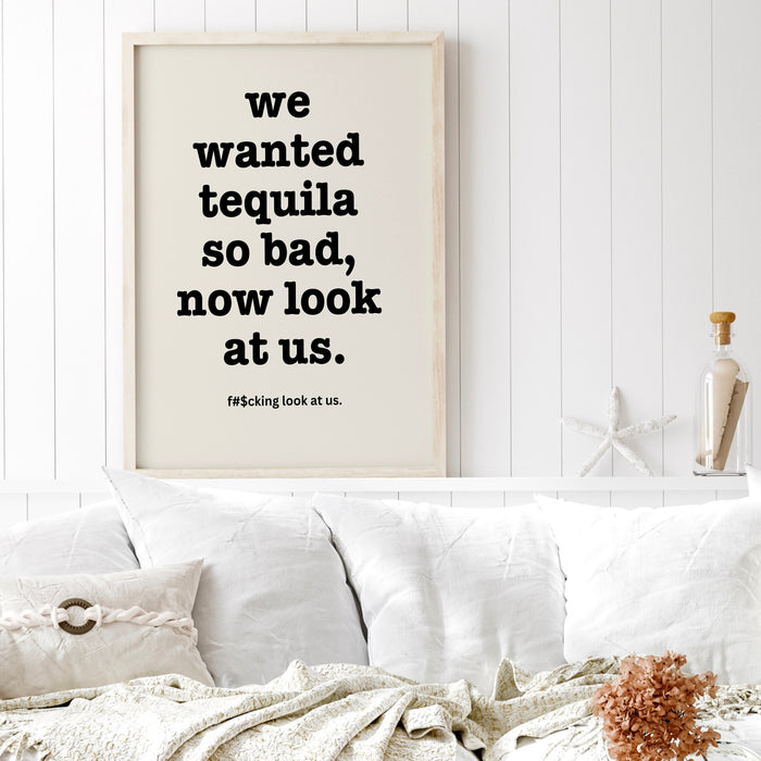 Trendy Retro Wall Art, Funny Tequila drinking poster, Black and Beige Wall Art, Maximalist Aesthetic Print, Minimalist funky dorm printable
