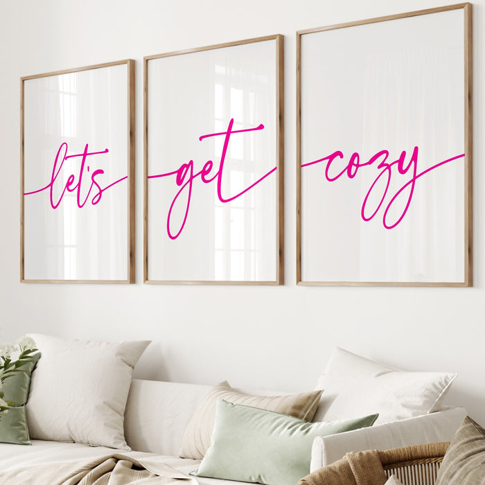 Trendy Retro Wall Art Set of 3, Retro Trendy Aesthetic Print, Poster,Pink Print,Trendy Wall Art,Funny Art, Minimalist, Get Cozy, Digital Art