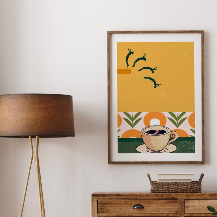 Coffee Print, Drink Poster, Modern Kitchen Decor, Retro Poster, Pop Art, Kitchen Art, Exhibition Poster, Illustration, Coffee Lover, PRINTED