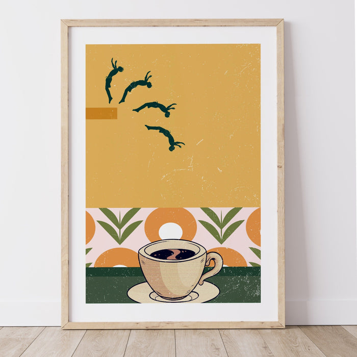 Coffee Print, Drink Poster, Modern Kitchen Decor, Retro Poster, Pop Art, Kitchen Art, Exhibition Poster, Illustration, Coffee Lover, PRINTED